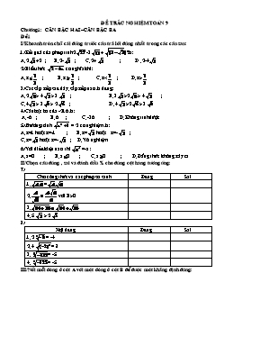 Đề trắc nghiệm Toán 9